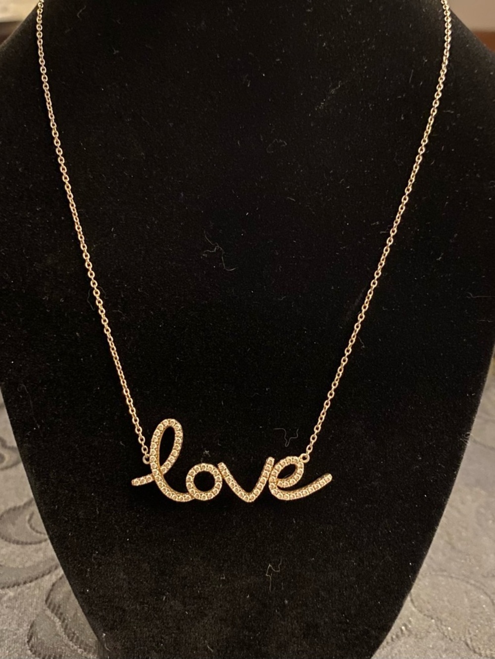 Love Script CZ Pendant, Sterling Silver Necklace - 18”